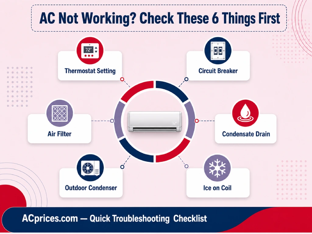 AC not working triage checklist infographic