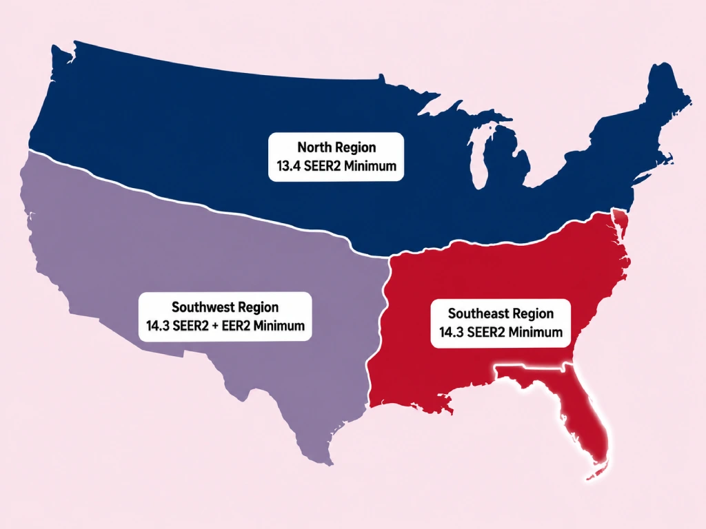 Florida SEER2 minimum efficiency requirement DOE region map