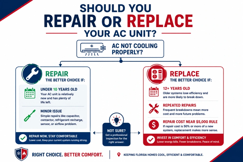AC repair vs replace decision guide for Florida homeowners